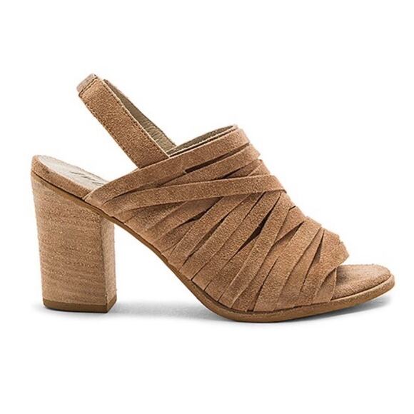 Matisse Mummy Sling Back Heeled Sandals Size 8.5 Beige Camel Brown - Picture 1 of 10